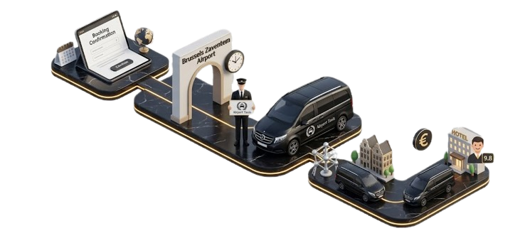 Airport Taxis booking process with online reservation, vehicle transfer and driver pickup