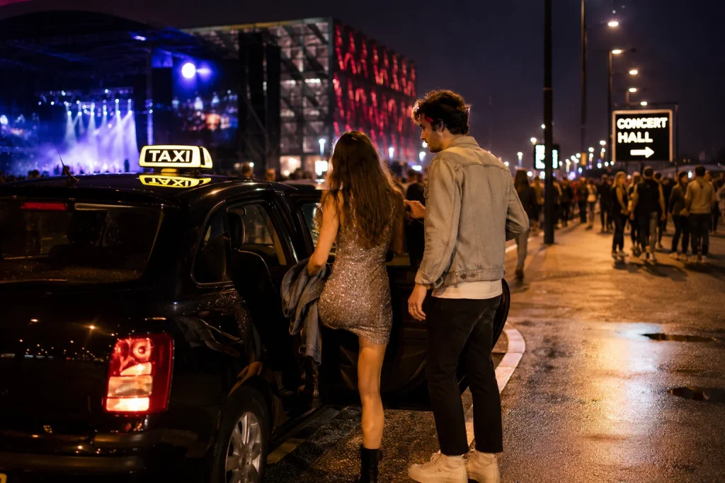 Koppel neemt taxi na festivalavond