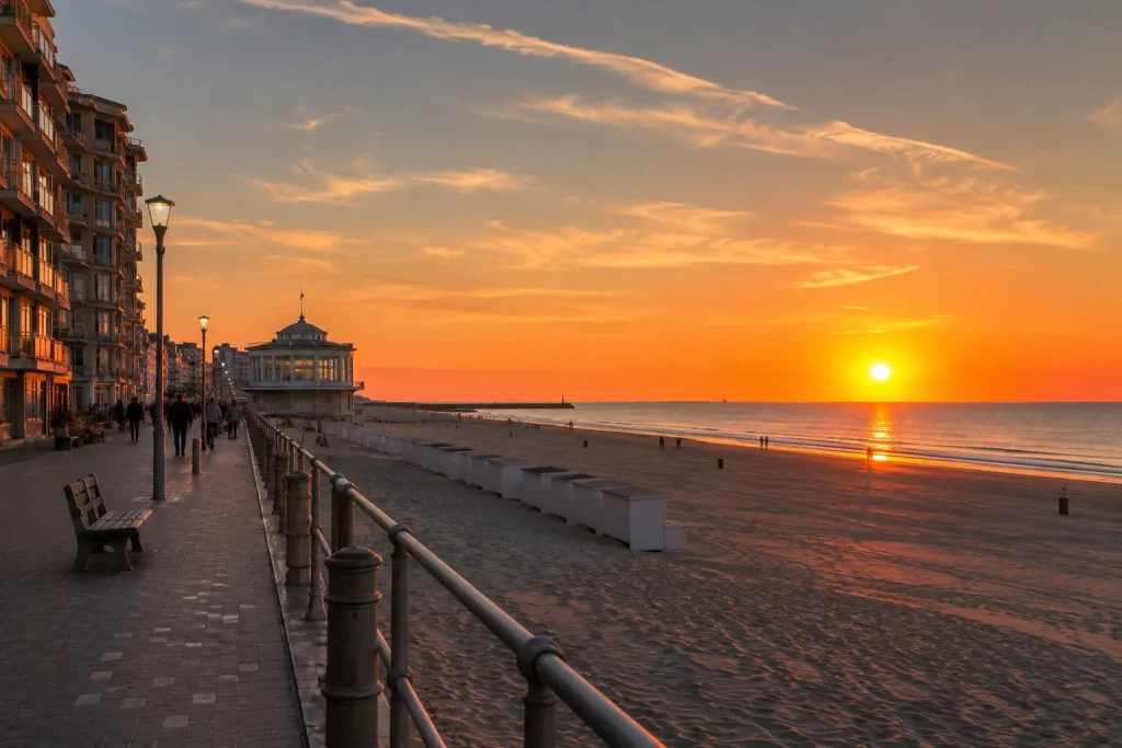 Zonsondergang aan de Belgische Noordzeekust