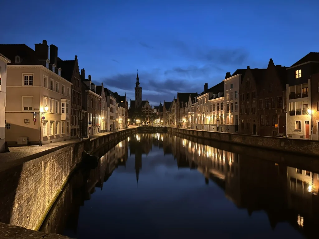 Evening View of Bruges Canal with Reflections