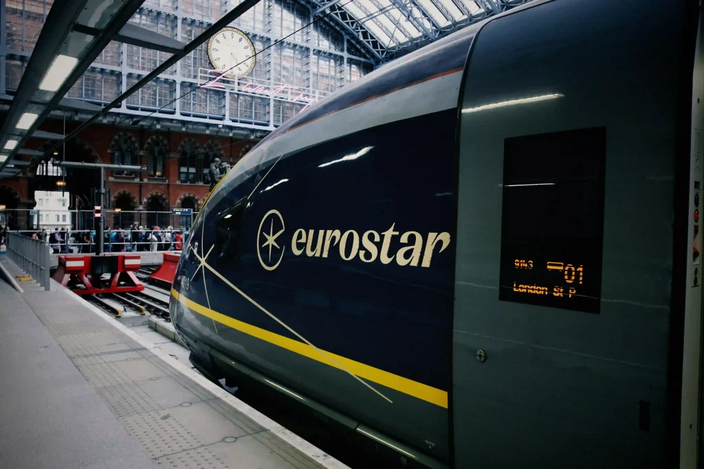 Eurostar-trein op London St Pancras International voor vertrek naar Brussel